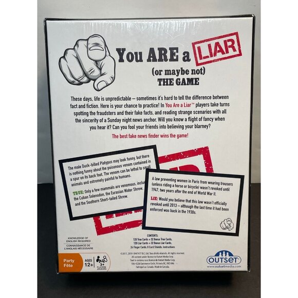 You Are A Liar Card Game Outset Media 2019 party new - Picture 2 of 4